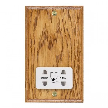 Hamilton Woods Ovolo Medium Oak Dual Voltage Shaver Socket with White Insert