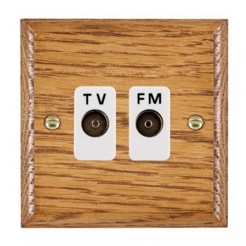 Hamilton Woods Ovolo Medium Oak Isolated 1 In/2 Out TV/FM Diplexer with White Insert