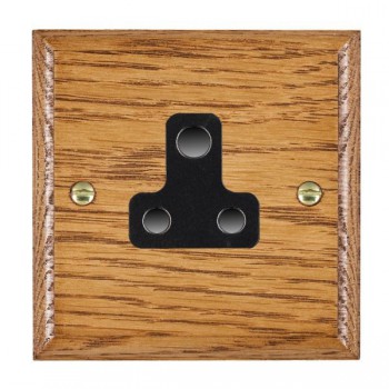 Hamilton Woods Ovolo Medium Oak 1 Gang 5A Unswitched Socket with Black Insert