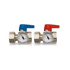 1'' Ball valve set with temperature gauge (pair)