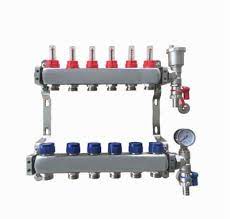 6 Port manifold With Pressure gauge and auto air vent